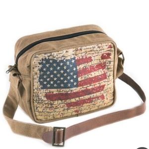 Mona B US flag patch upcycled canvas crossbody